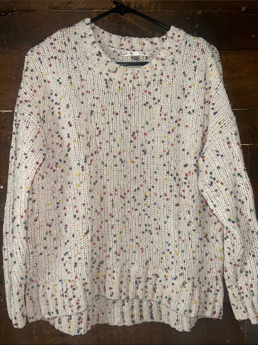 Seven7 Cream Speckled Crewneck Sweater